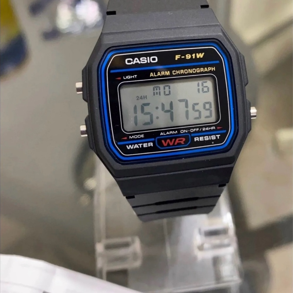 Casio F-91W Black and Blue Digital Watch